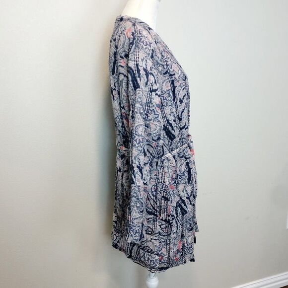 Oysho Quilted Long Sleeve Longline Open Front Floral Cardigan Sweater Size Large - Picture 4 of 8